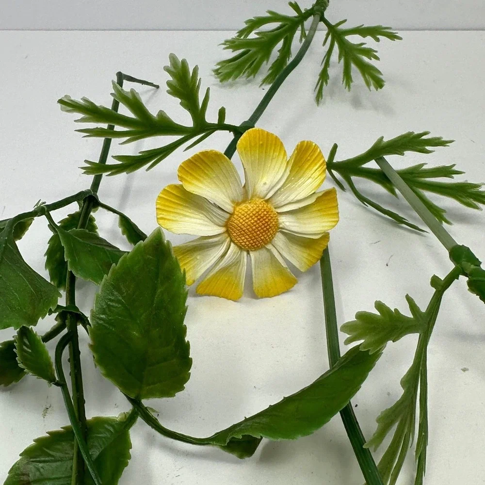 Vintage Ceramic Flower Stems Lot Yellow White Daisy Rose MCM Floral Decor A2
